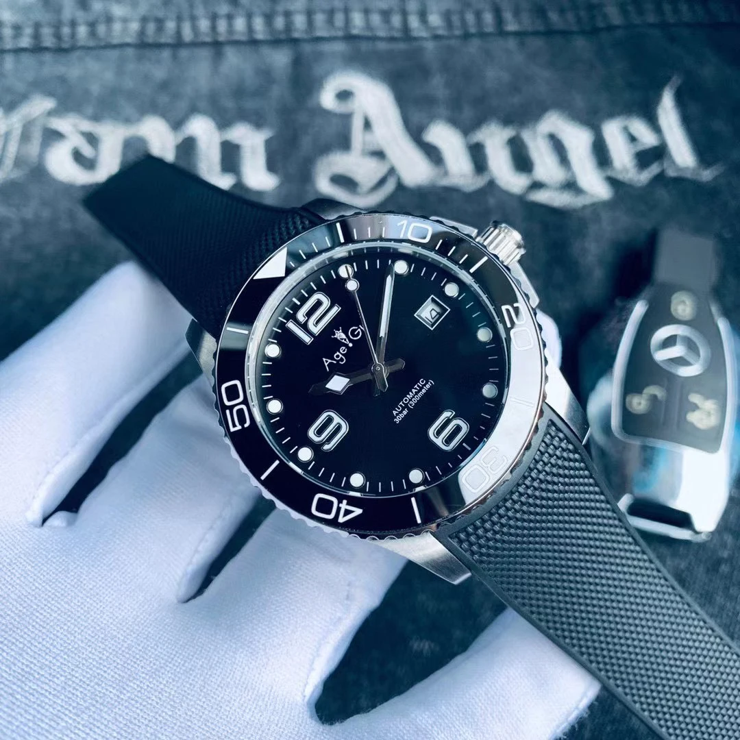 

Luxury New Mens Automatic Mechanical Watch Black Blue Green Canvas Rubber Ceramic Bezel Stainless Steel Sapphire Gent's Watches