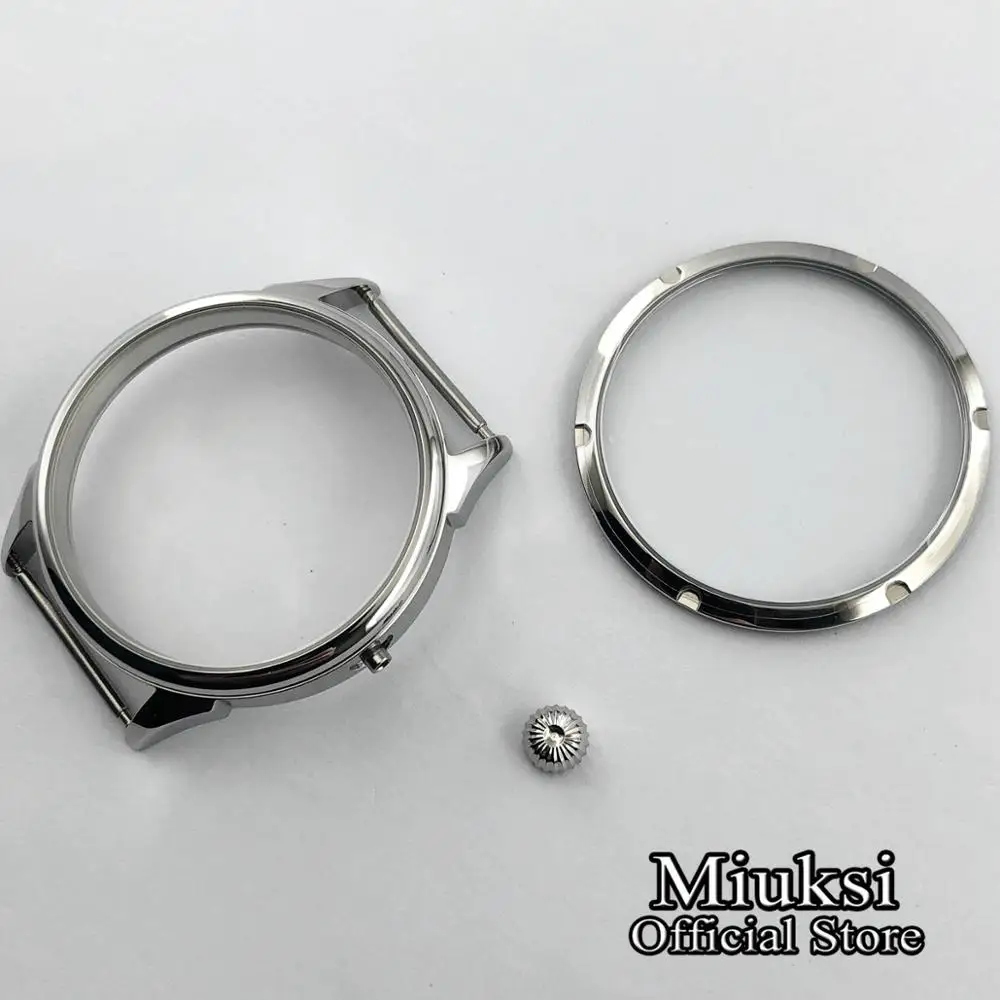 

Miuksi 42mm Steel watch case special scratch proof mineral glass fit ETA 6497/6498 Sea gull ST36 movement mechanical watch