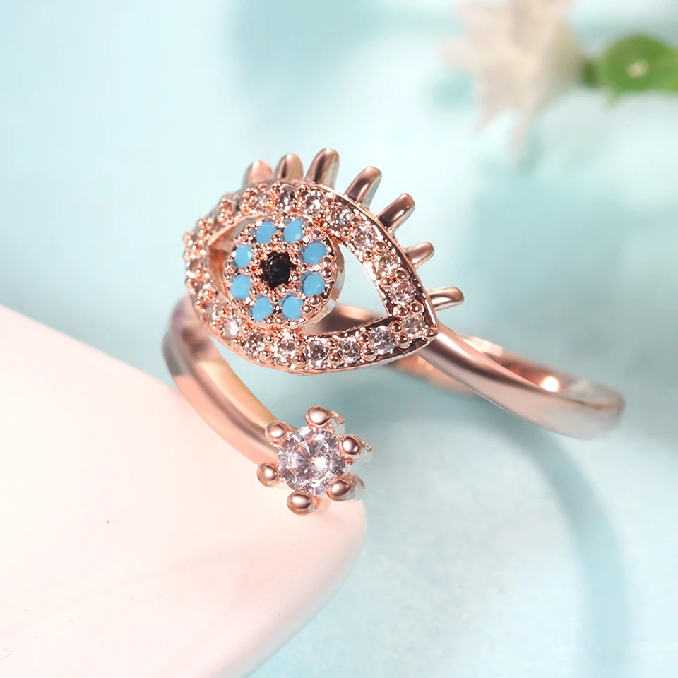 Регулируемое кольцо с цирконом глаз демона кольца из медного сплава покрытием