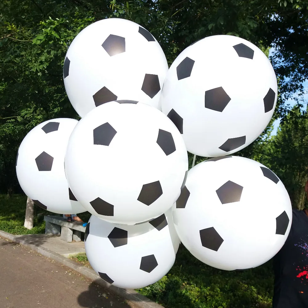 50 шт./лот воздушные шары с футбольным принтом высококачественные круглые белые