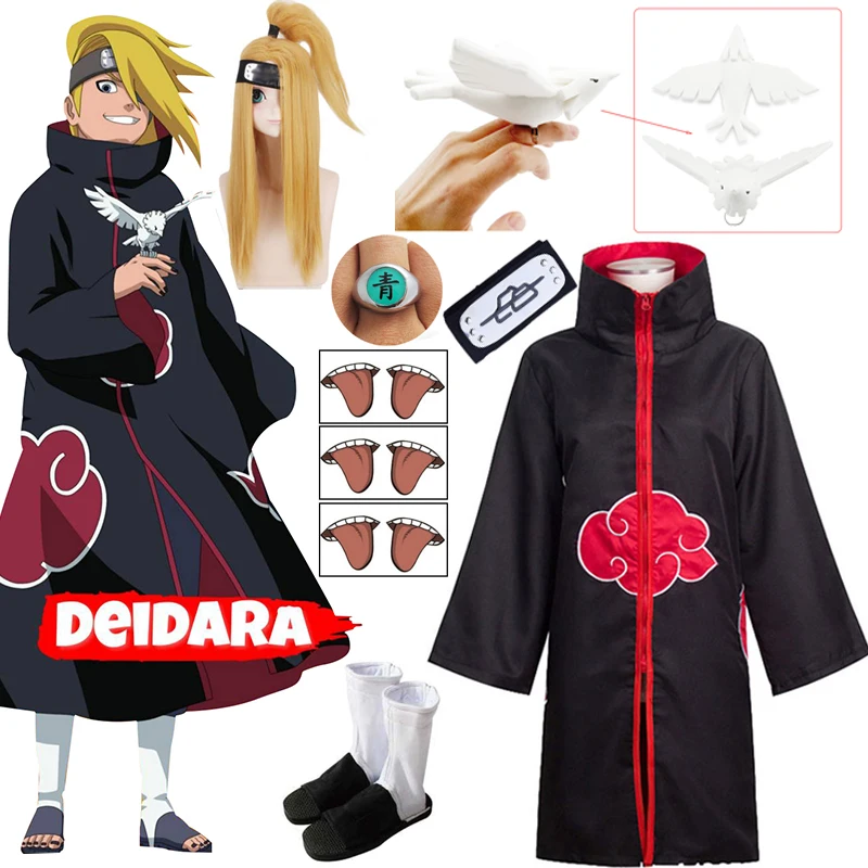 Костюм для косплея из белой глины Deidara полный комплект с татуировкой в виде