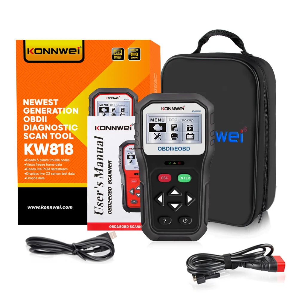 Автомобильный диагностический сканер KONNWEI KW818 OBD2 12 В тестер батареи проверка