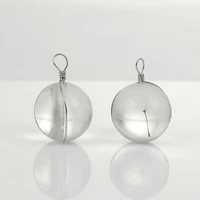 2 pcs doreen box real dried flower transparent glass globe bubble bottle charms pendant dandelion 28mm1 18 x 20mm 68
