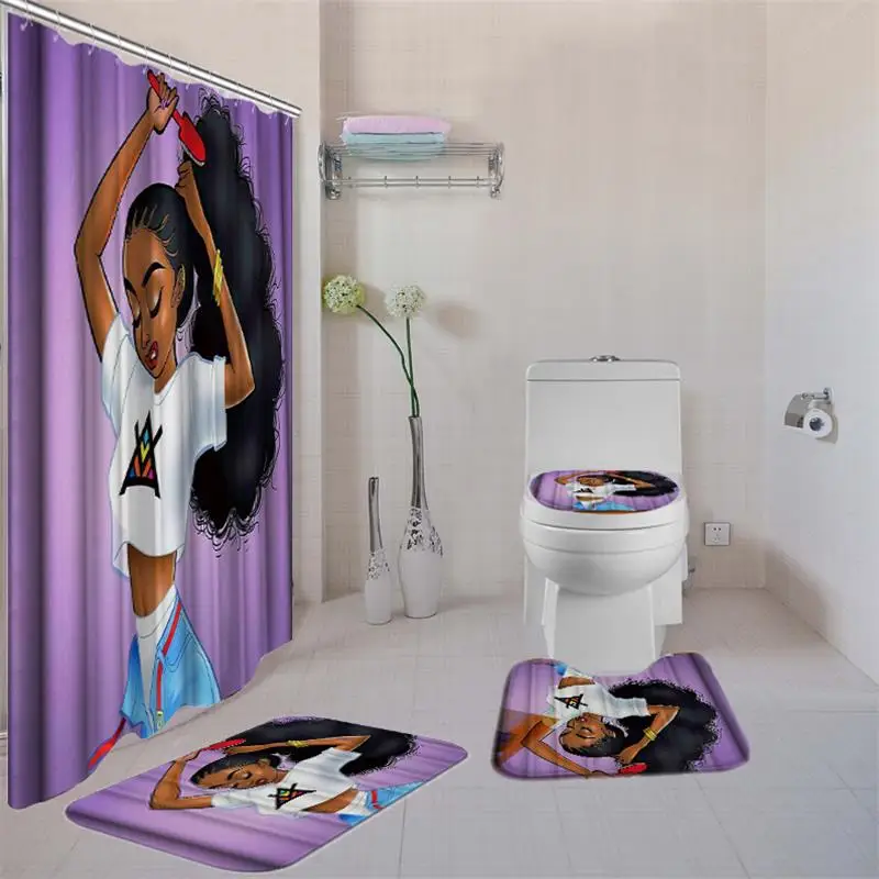 4 шт. коврик для ванной комнаты набор сексуальный душ Шторы набор с Нескользящие коврики, Черный и белый Туалет коврики для ванной Ванная ком... от AliExpress RU&CIS NEW