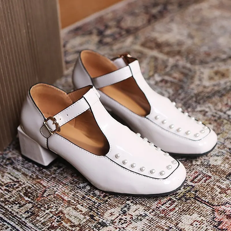 

2021 Spring New Women's Single Shoes Mary Jane Women's Shoes Square Toe Fashion Low-heel Square Heels Dress Shoes