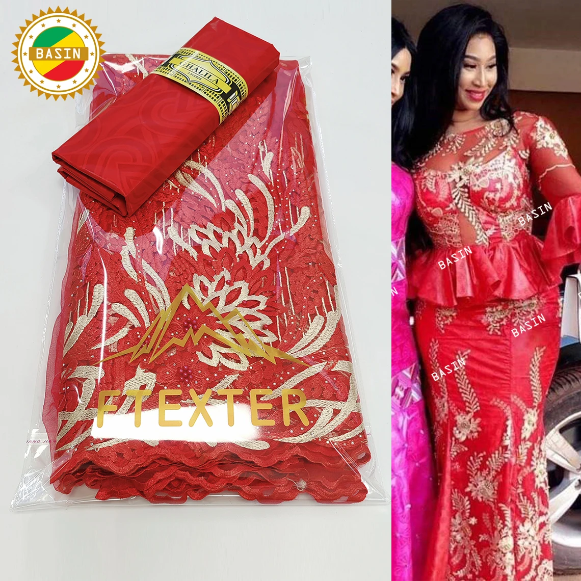 Красная вышитая сетка тюль кружево с раковиной роскошные ткани 2022 новейшая