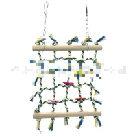 2pcs solid wood parrot toys color climbing net climbing ladder biting bird toy claws grinding mouth boring toys biting ladder