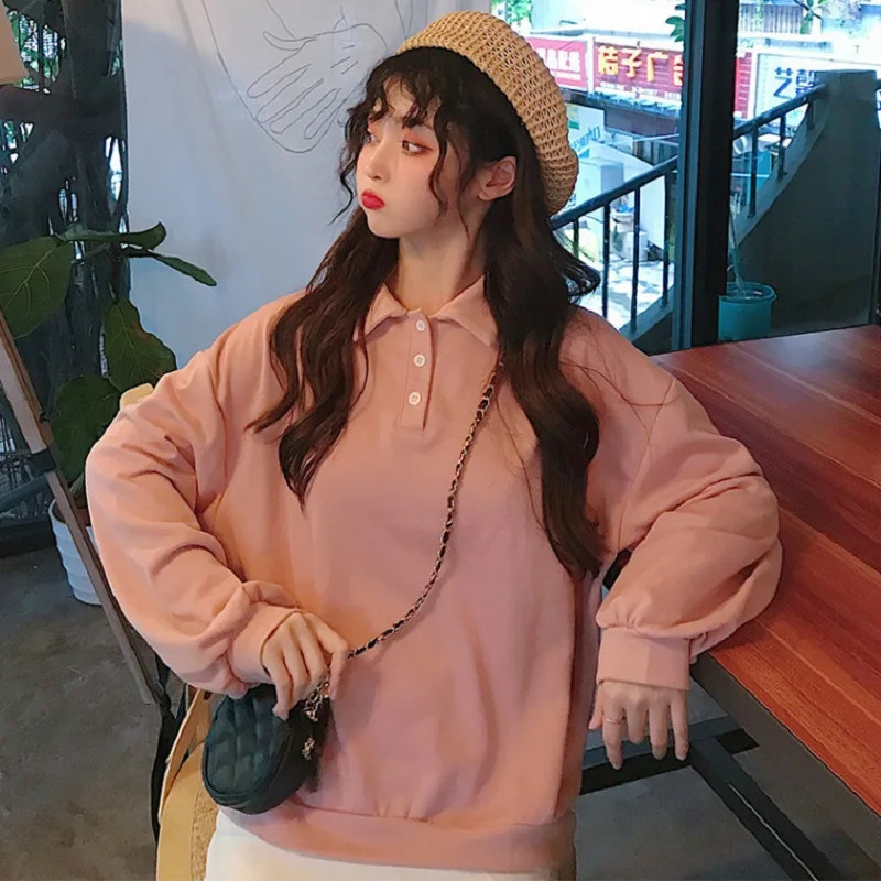 Свитшот женский однотонный повседневный базовый пуловер с длинным рукавом на