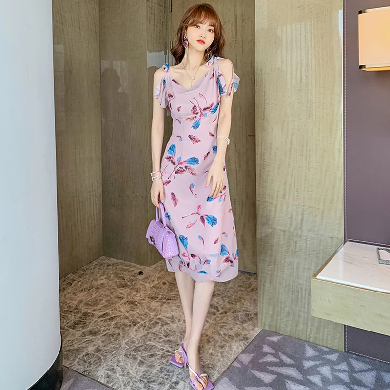 

Платье-миди женское на бретельках, с принтом, элегантное, летнее