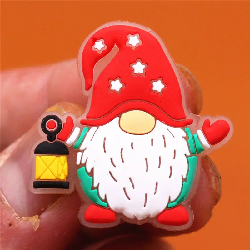 1pcs Luminous Christmas Croc Charms Cute Cartoon Santa Fluorescent PVC Shoe Accessorie Decorations fit Croc Jibz Kids Party Gift