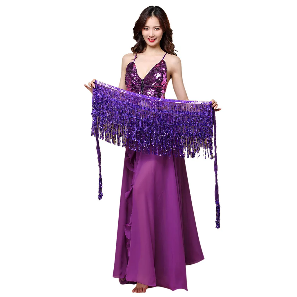 

Belly dance sequins tassel dress waist chain Women Costume Belt Skirt Hip Wrap Outfit Sequins Tassels Bead