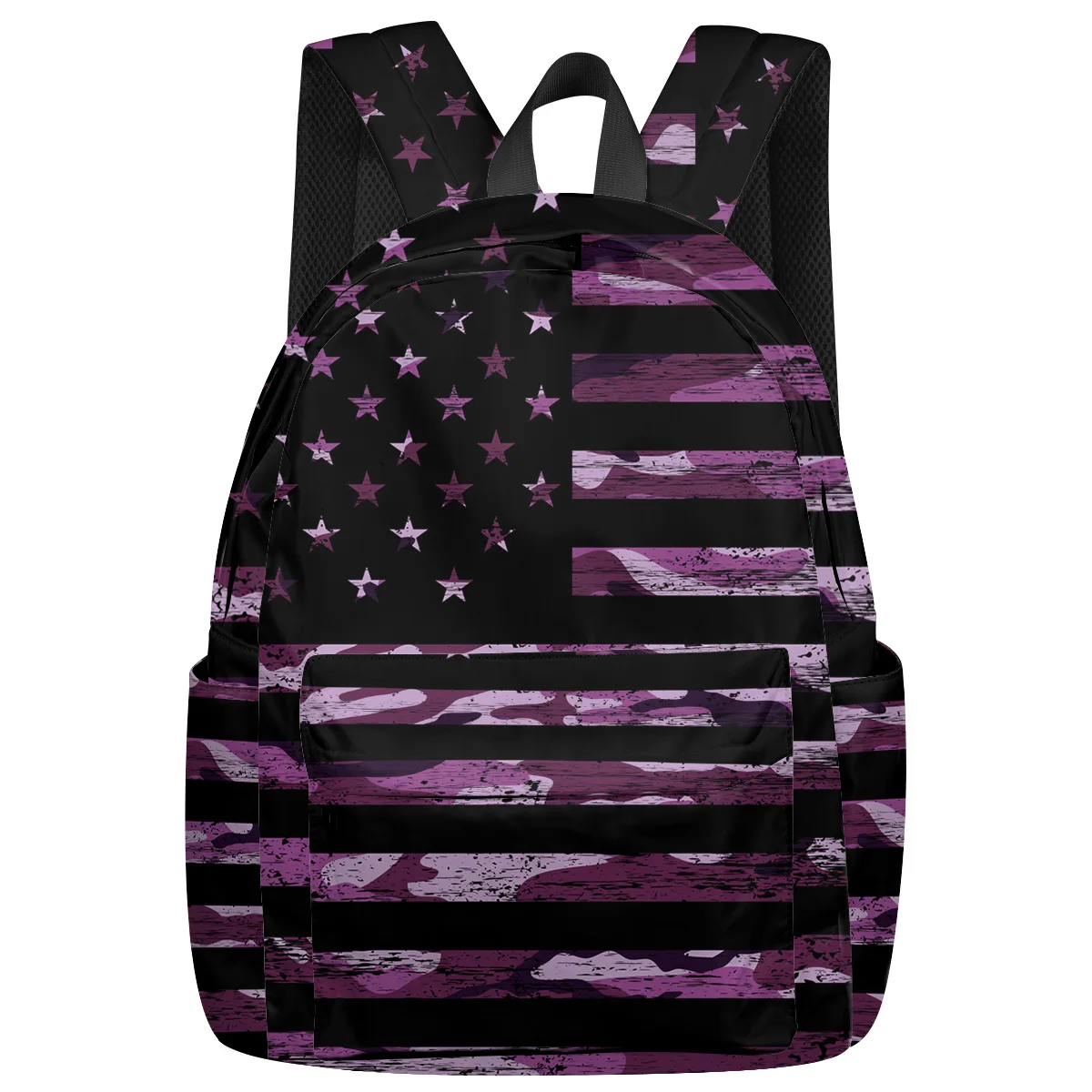 Фиолетовый камуфляжный рюкзак с американским флагом для женщин и мужчин