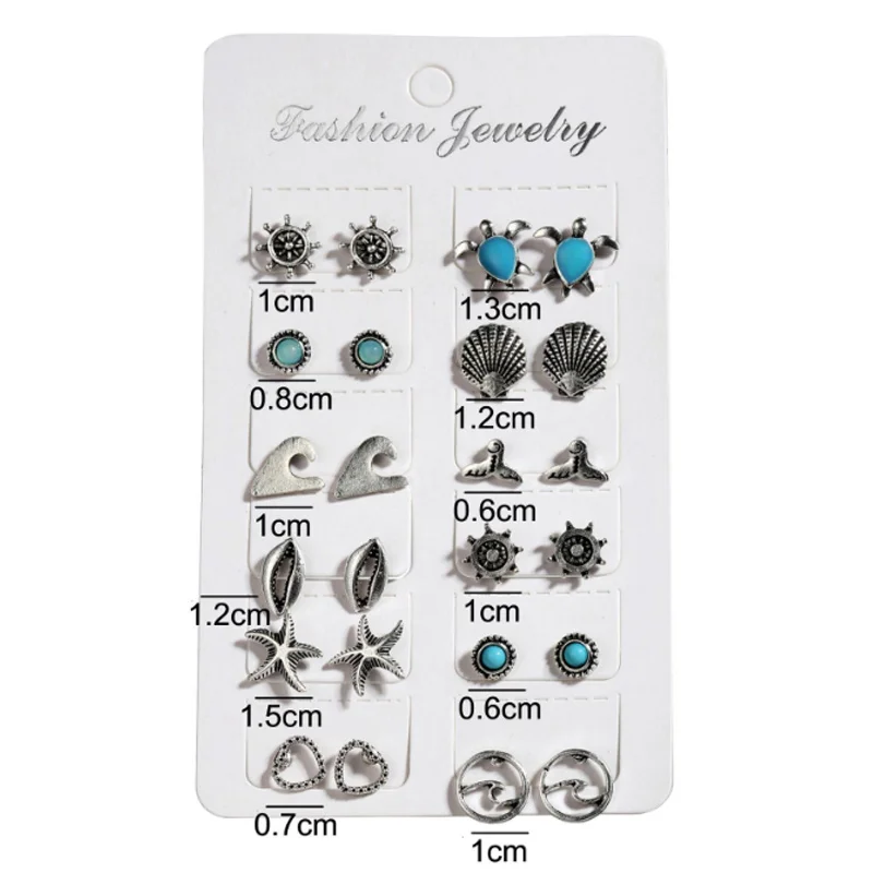 Набор геометрических серег в виде черепахи ракушки пляжные женские