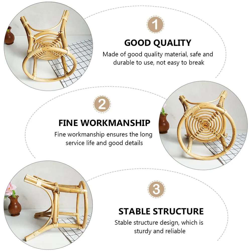 

1pc Rattan Craft Plant Pot Display Rack Indoor Plant Pot Rack Flowerpot Stand