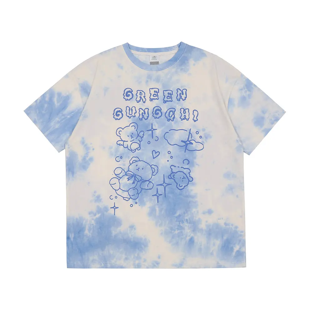 

Men Hip Hop Streetwear Oversize T Shirt Street Fashion Loose Tie Dyeing Couple's Top short sleeve T-Shirt Harajuku Cotton Tee