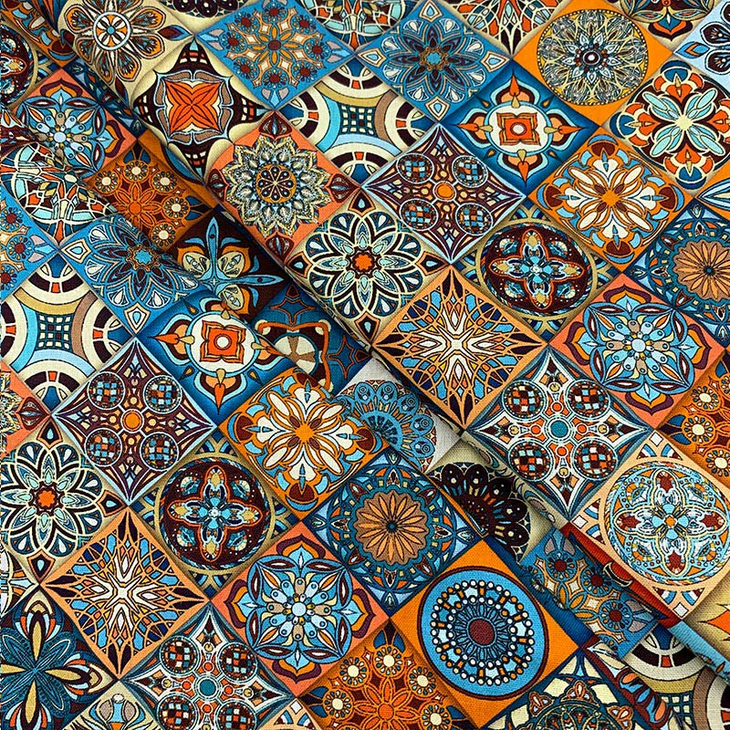 Красивая 100% хлопковая ткань с цветным дном тотемным узором цифровым принтом