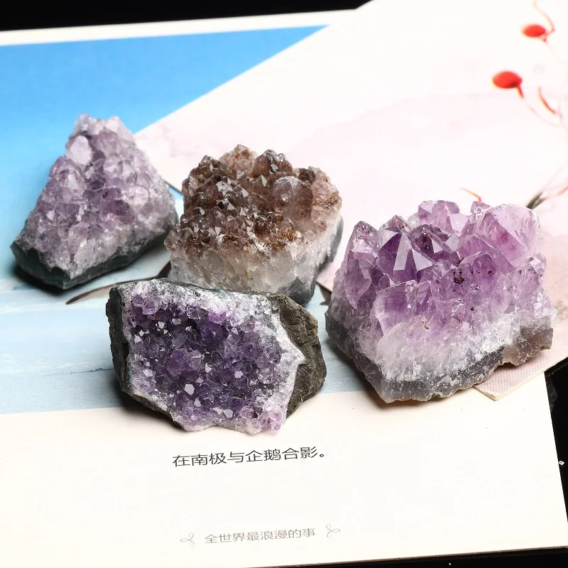 1 шт. натуральный кристалл аметист кластер мини горный сад минеральные ювелирные
