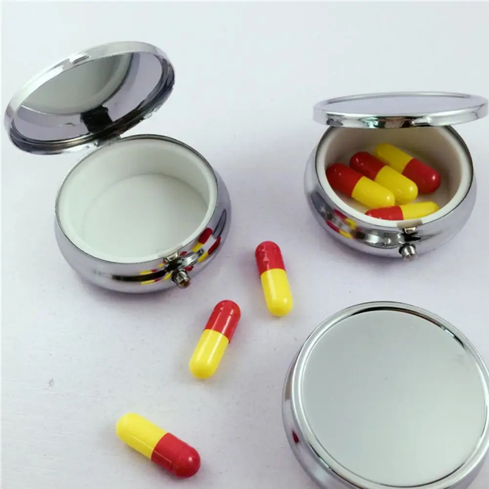 

Simple Pill Container Sturdy Round Shape Useful Drug Holder Medicine Box Drug Holder