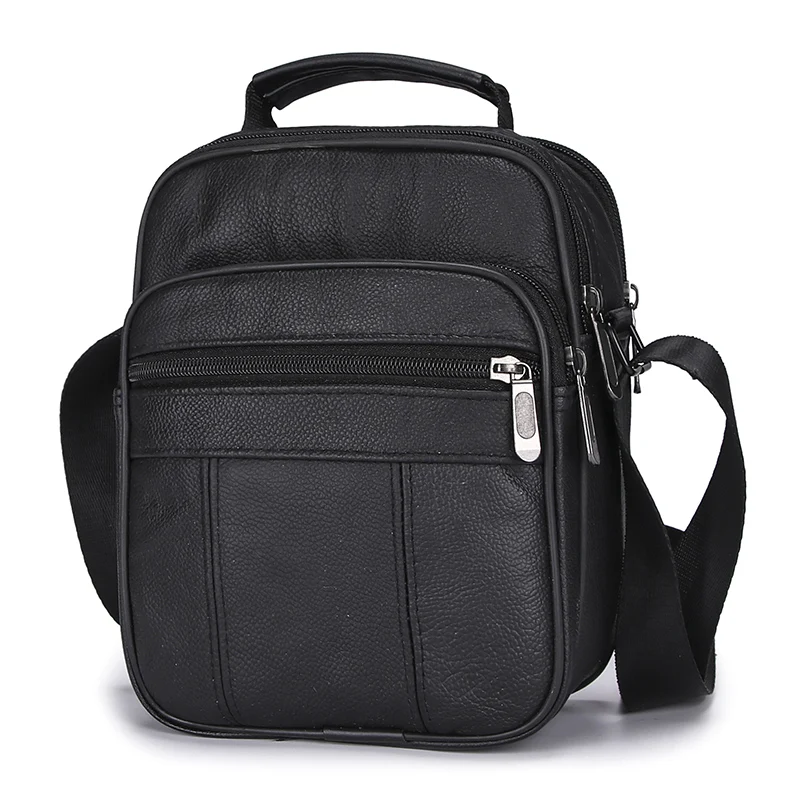 Мужские сумки из натуральной кожи через плечо модные черные деловые