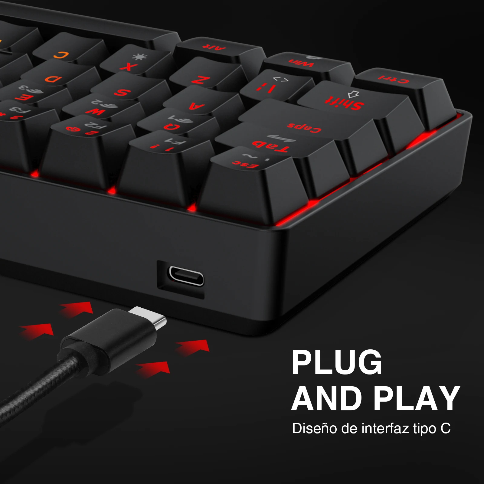 havit mechanical gamer keyboard wired red switch 62 keys anti ghosting for gaming keyboard and work spanish version black free global shipping