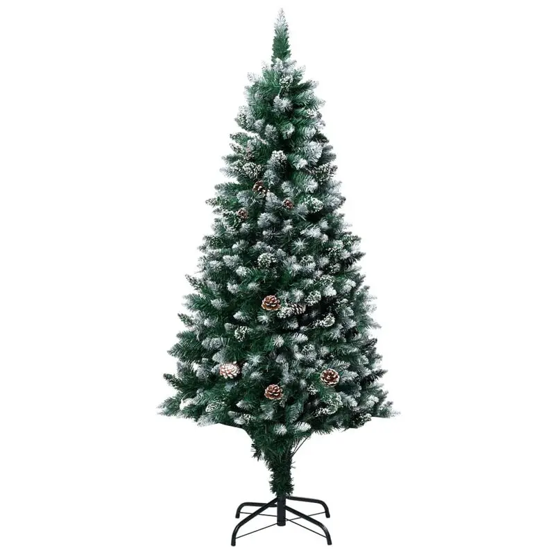 vidaXL Christmas Tree Xmas Pine with LED Fairy String Light and Cones White Snow 150cm/180cm/210cm/240cm | Дом и сад