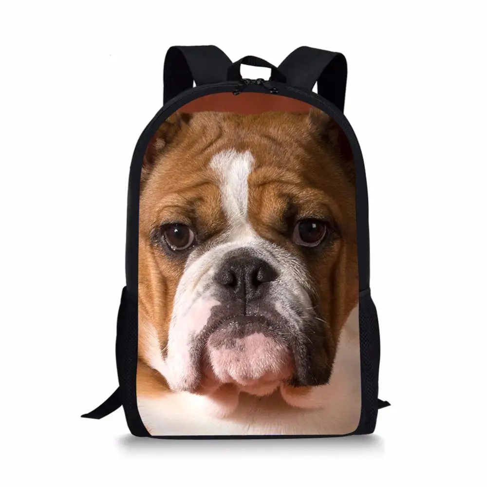 Kids School Bags Little Cute Bulldogs Prints Pattern Travel Backpack Kawaii Animal Design Toddler Boys School Backpack