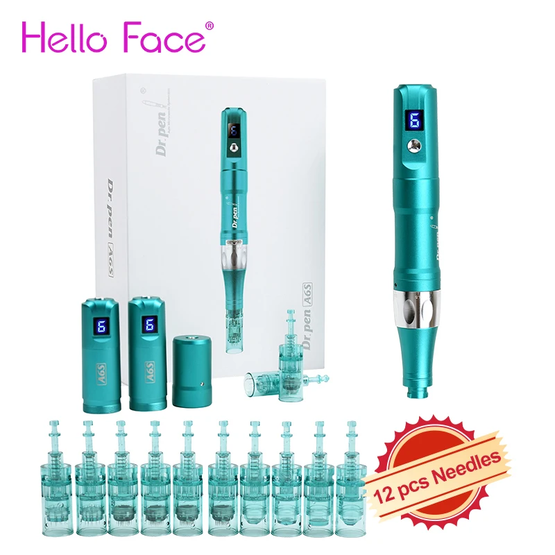 Original Dr Pen Ultima A6S With 12PCS Cartridges Professional Wireless Microneedling Pen Electric Derma Pen Skin Care Tool Kit