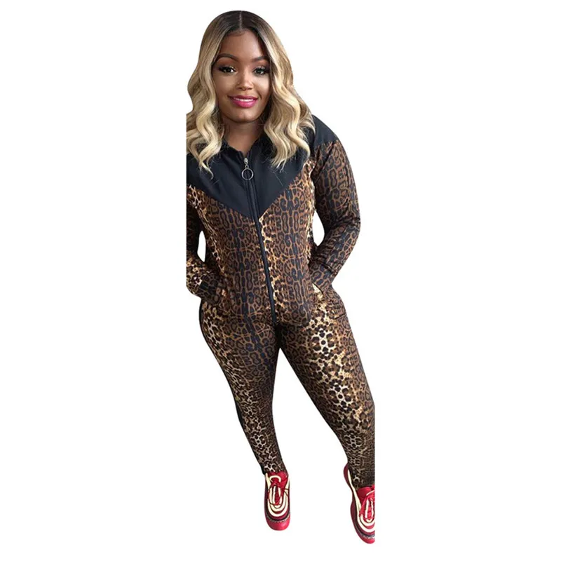 

Leopard print 2 pieces set women's clothes autumn long sleeve jacket sports wear woman sets two peice set women clothes bodysuit