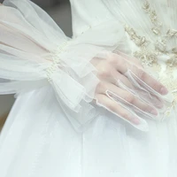 new bride wedding gloves white long type beads mesh studio photography wedding dress accessories gloves