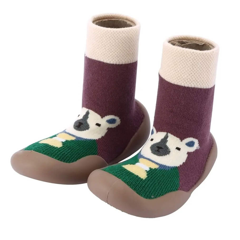 

2021 Baby Socks Newborn Autumn Winter Children Floor Socks Shoes Anti Slip Soft Sole Patchwork Cartoon Sock New 0-24M