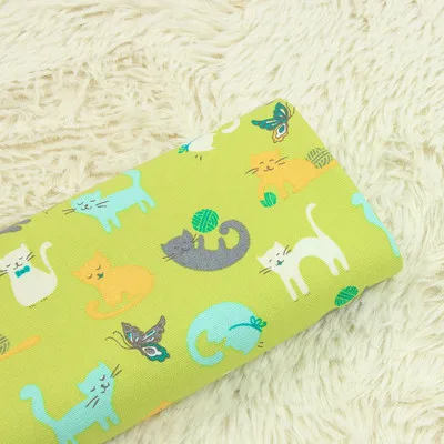 Половина ярда импорт мультфильм принт с милой кошкой хлопок льняная ткань, ручная работа DIY одеяла мешок Одежда Ткань CR-A150
