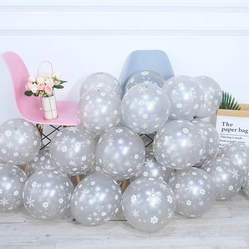 30pcs Christmas Snowflake Balloons The Snow Birthday Theme Confetti Balloon Wedding Party Decoration New Year 2021 - купить по