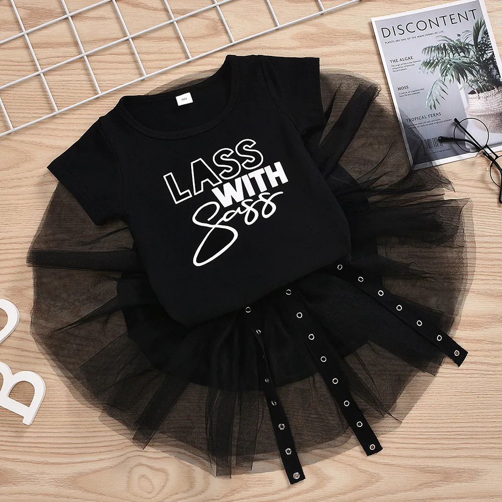 Одежда для девочек с надписью футболка в стиле панк маленьких топы фатиновая