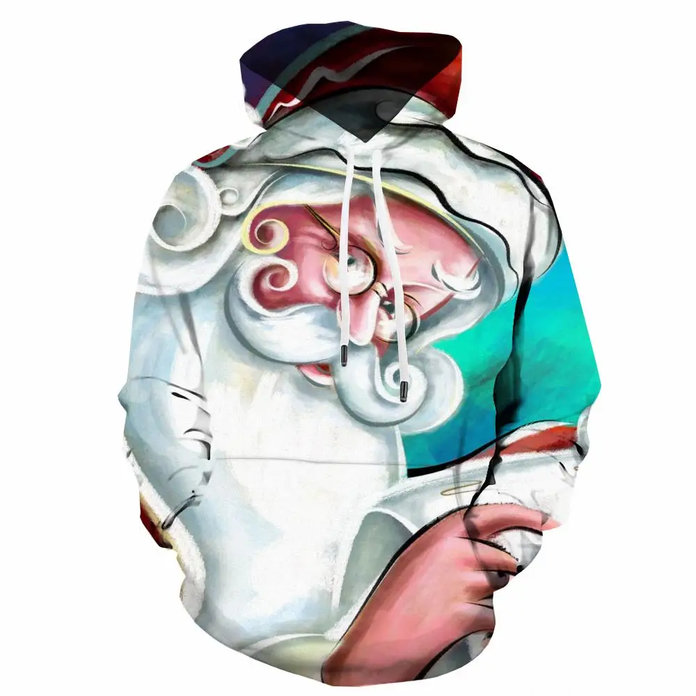 

Толстовка мужская с капюшоном и принтом Санта-Клауса