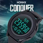 Часы наручные Мужские кварцевые Светодиодные, модные цифровые Роскошные спортивные автоматические светящиеся в стиле милитари, с датой