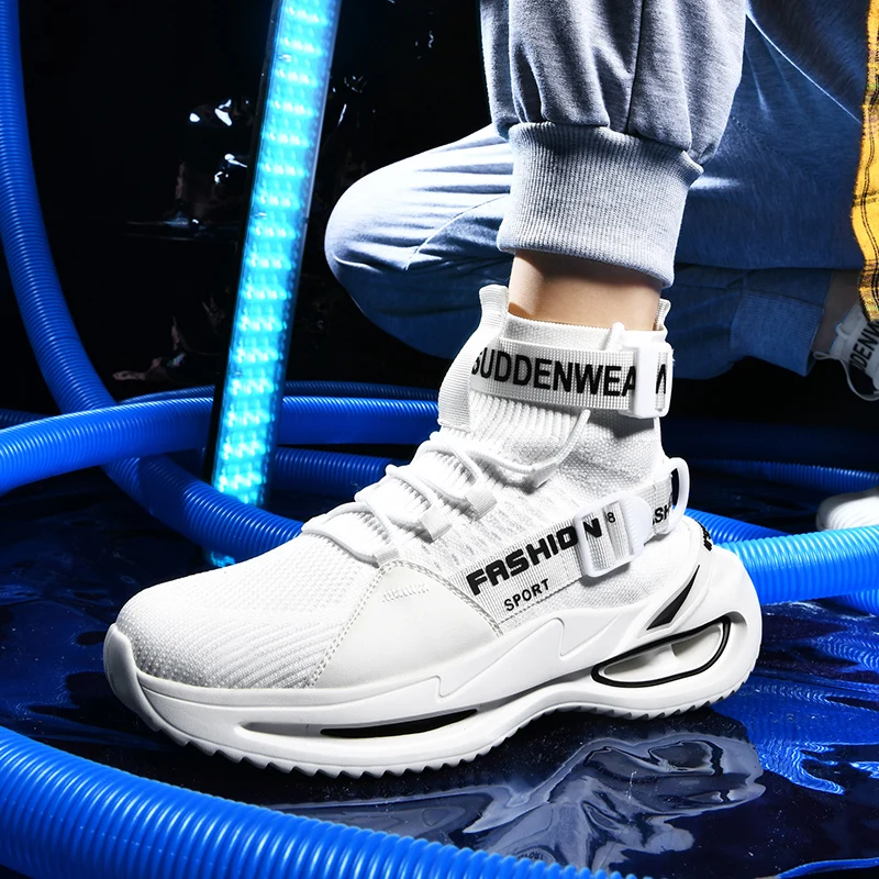 

New Style Men Sneakers Thick Bottom Running Shoes for Men Mesh Outdoor Sport Shoes Man Training Athletic Jogging Shoes White