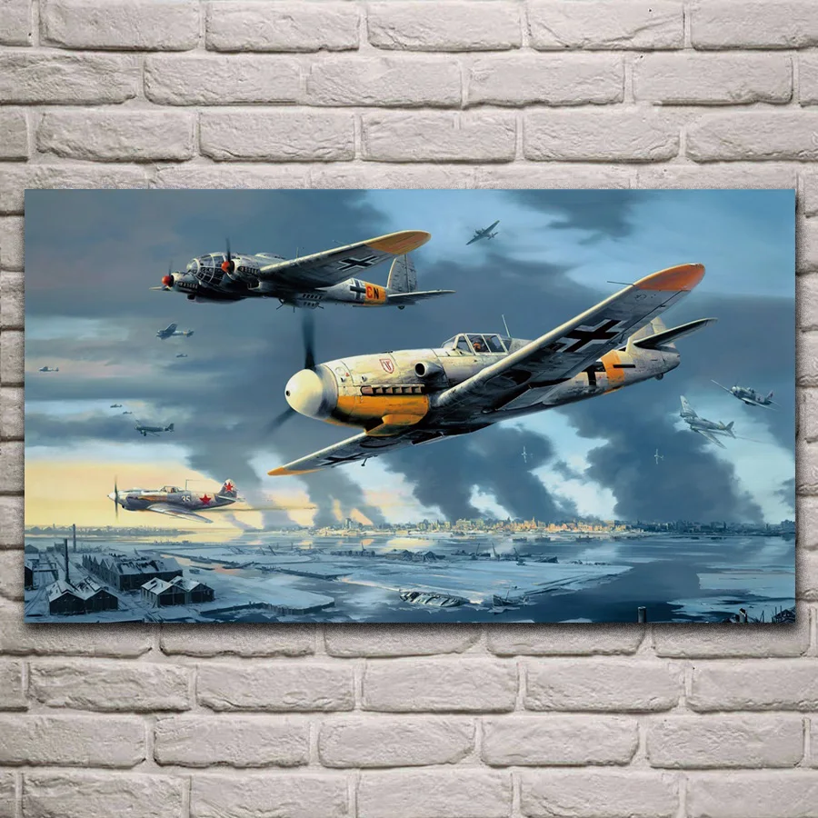Мессершмитт Bf-109 Люфтваффе хейнкель 111 ww2 самолета гостиная украшения дома Арт Декор деревянная рамка плаката KJ917
