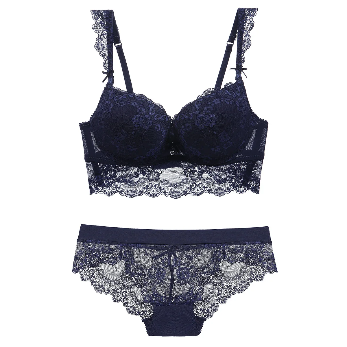 

European and American Sexy Lace Bra Upper and Lower Thickness Breathable Ladies Underwear Bra Set Lace Push Up