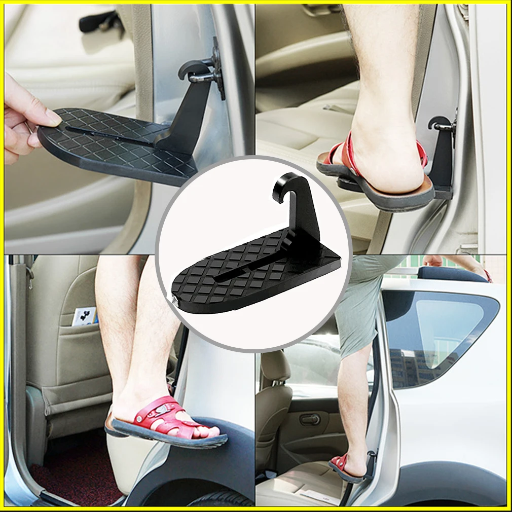 

New Pattern Universal Car Door Pedal Aluminum Alloy Black Practical Facilitate Security Foldable Design