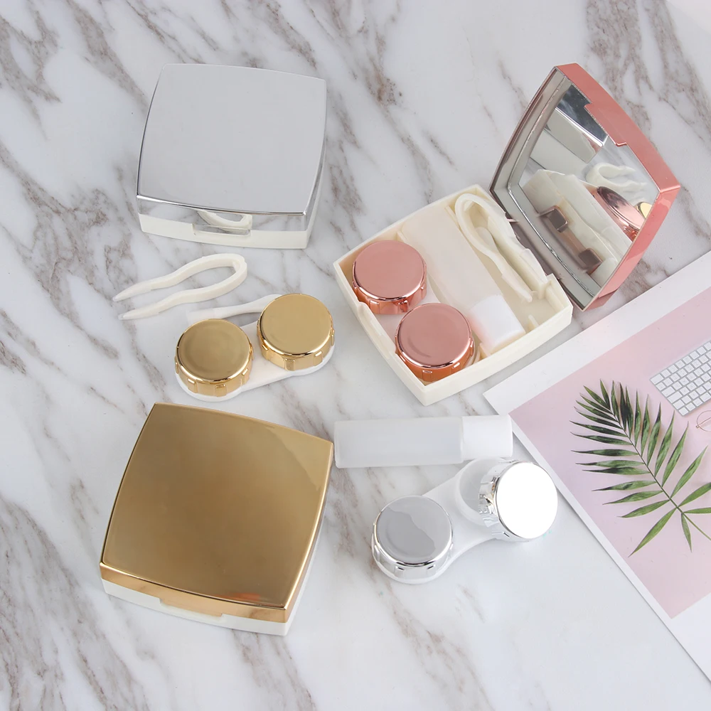 Цветной чехол для контактных линз с зеркалом Женский футляр контейнер дорожный