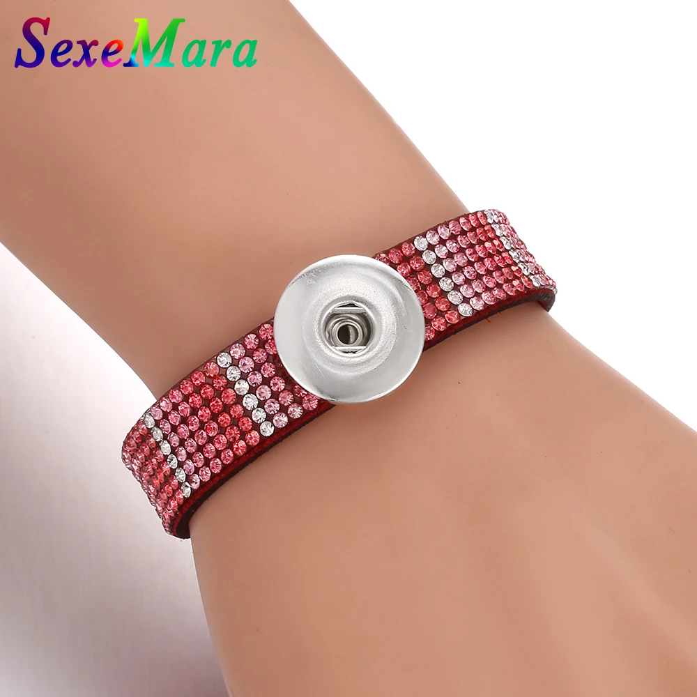 ЖЕНСКИЙ цветной кожаный браслет с кнопками 18 мм эластичный 2019 | Украшения и