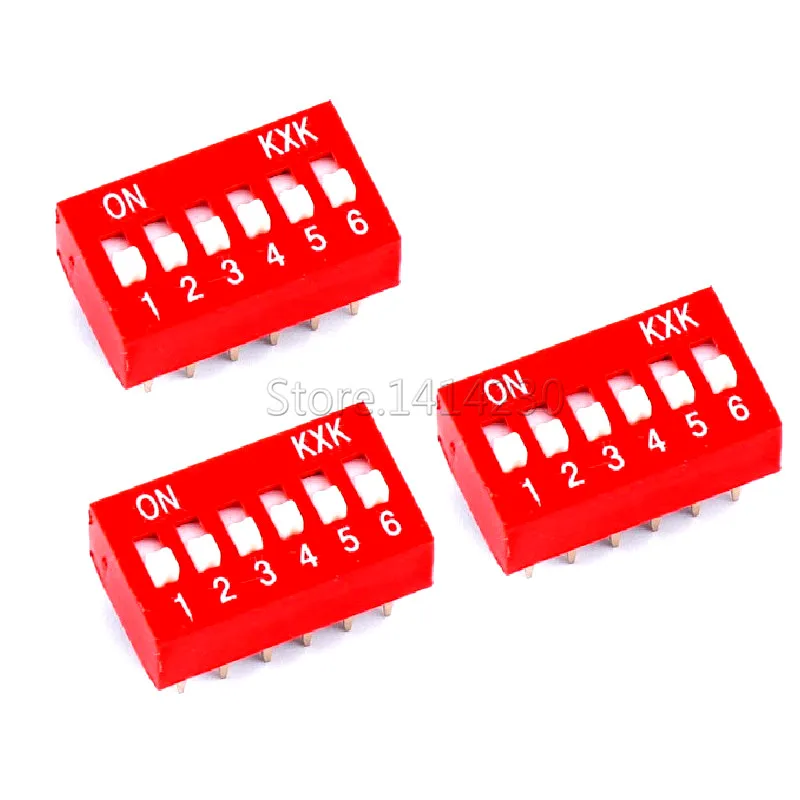 

10Pcs Slide Type Switch 2.54mm 6-Bit 6 Position Way DIP Red Pitch