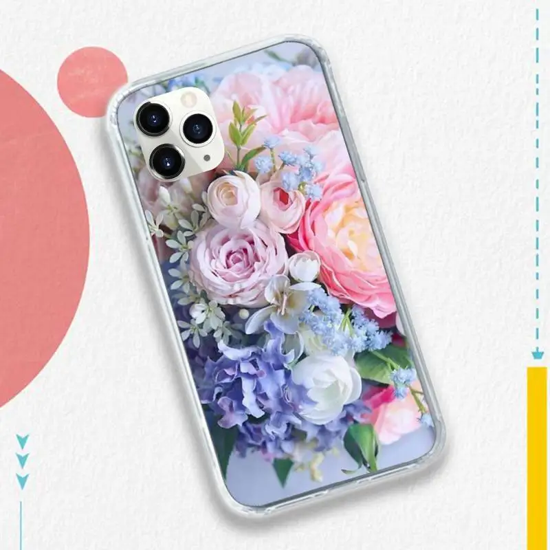 

Flower Pink Purple Peony Rose Phone Case for iPhone 11 12 pro XS MAX 8 7 6 6S Plus X 5S SE 2020 XR