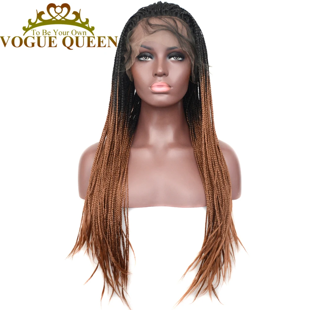 Vogue Queen T30 Braided Synthetic Lace Front Wig Two Tone Ombre Braided Heat Resistant Fiber For Women