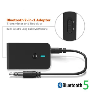low latency 5 0 bluetooth transmitter receiver 2 in 1 audio wireless adapter for car tv pc speaker headphone 3 5mm aux jack free global shipping