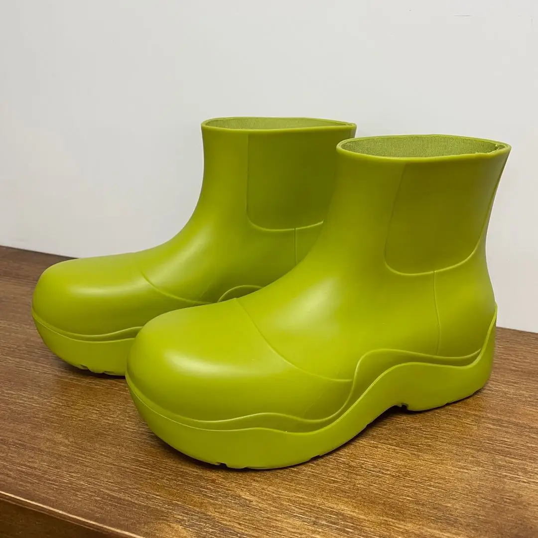 

Platform Casual Women's Rain Boots Luxury Designer Fashion Female Ankle Boots Spring Autumn New Handmade Ladies Chunky Shoes