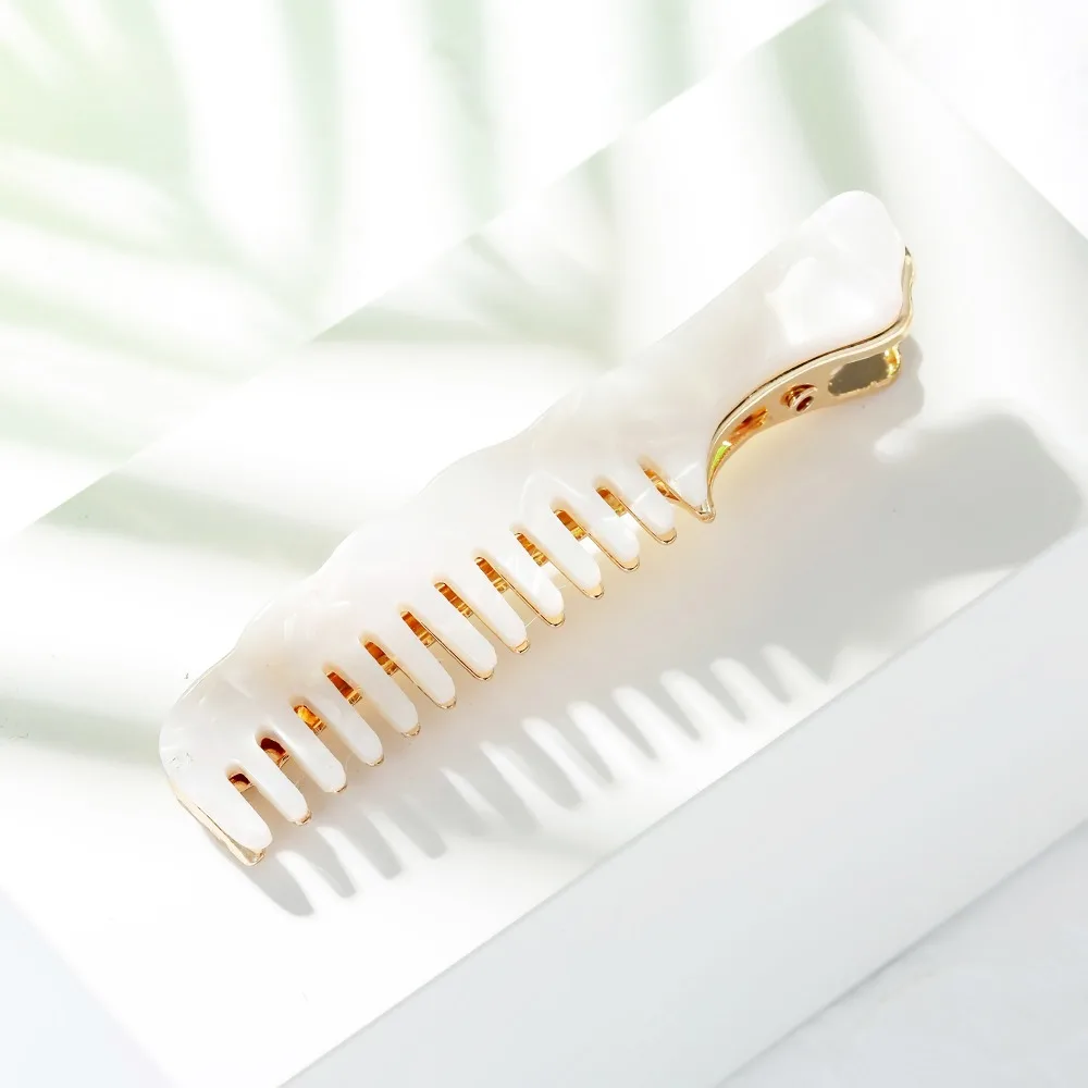 Модная акриловая заколка для волос в форме расчески леопарда золотая