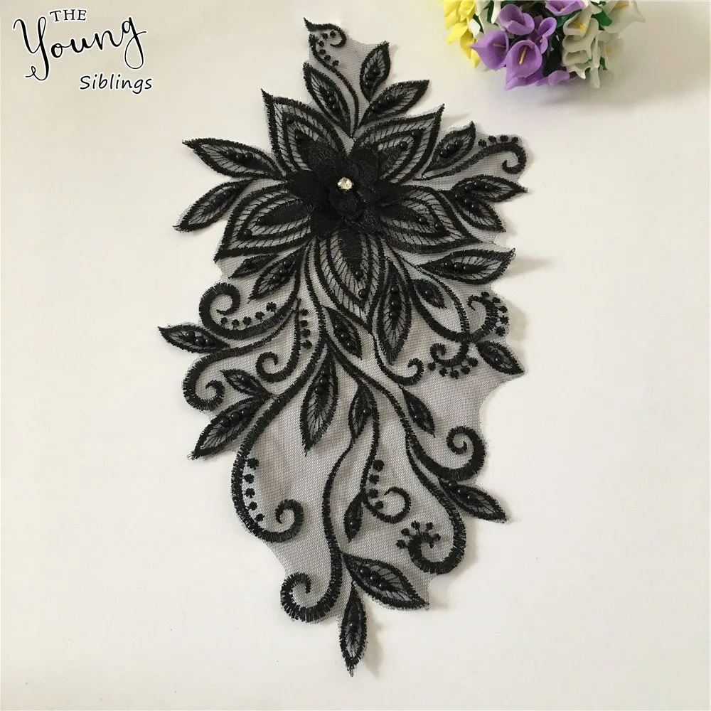 High quality 3D Flower Embroidery ABS pearl DIY Lace Collar Applique Tulle Neckline Clothing Decoration Accessories YL1512 | Дом и сад