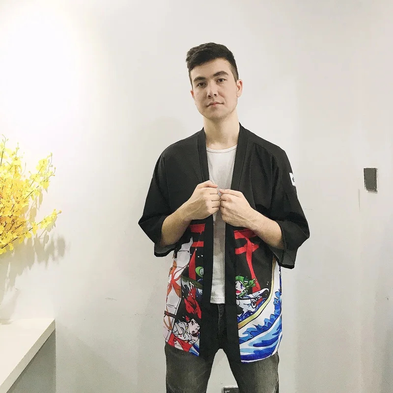 Рубашка-кимоно Мужская хаори Японская уличная одежда рубашка в японском стиле