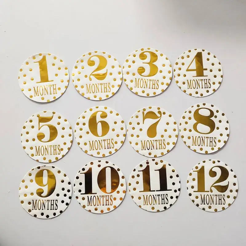 

12pcs Newborn Baby Monthly Stickers Pregnant Women 1-12 Month Milestone Memory Photograph Props Kids Commemorative Card